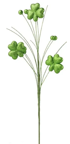 22" Glittered Shamrock Spray