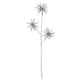24" Shiny Silver Glitter Starburst Artificial Christmas Spray