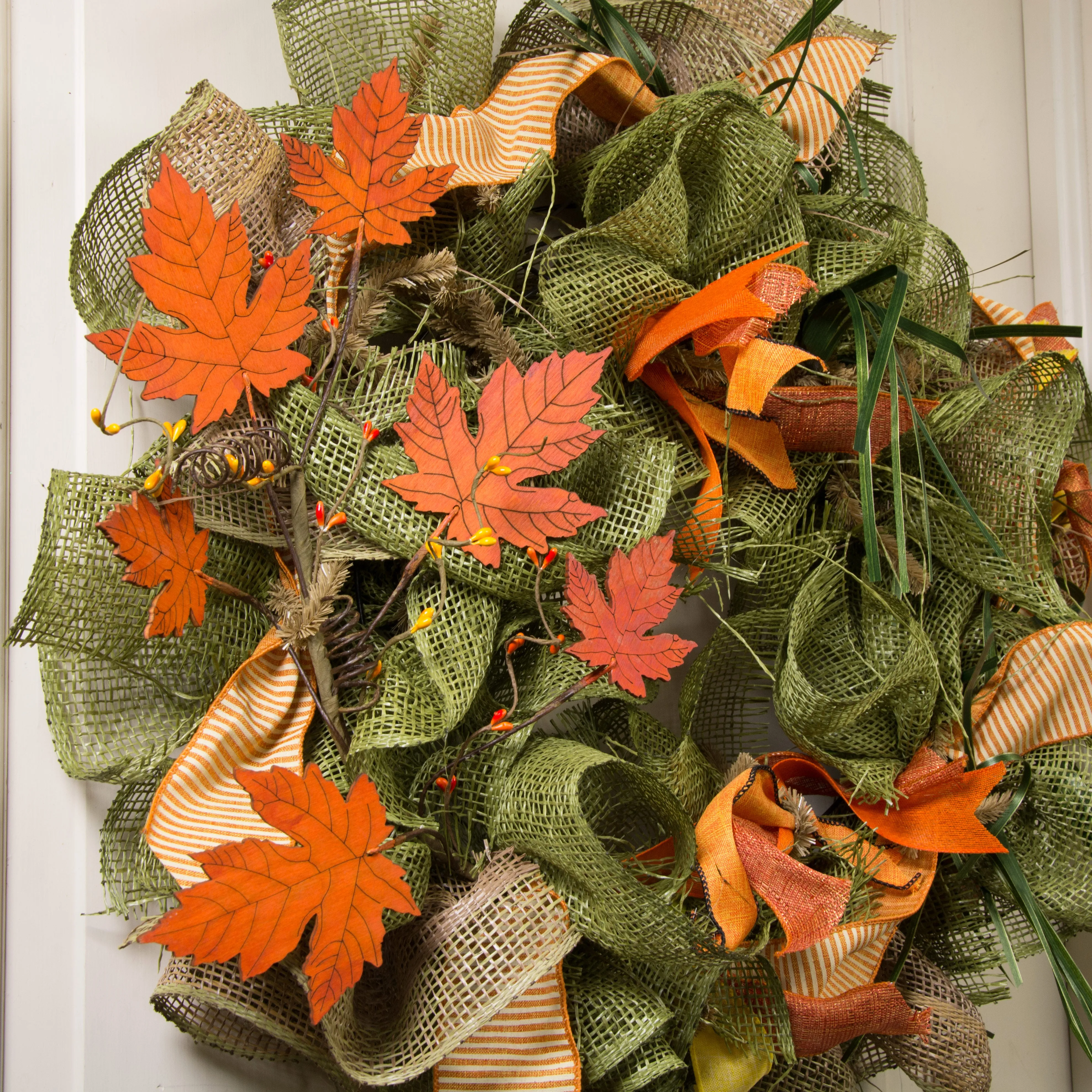 30” Wooden Maple Leaves Spray