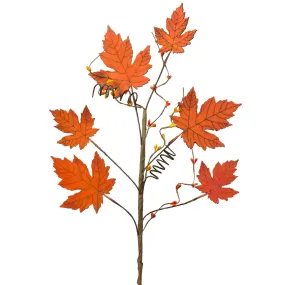 30” Wooden Maple Leaves Spray
