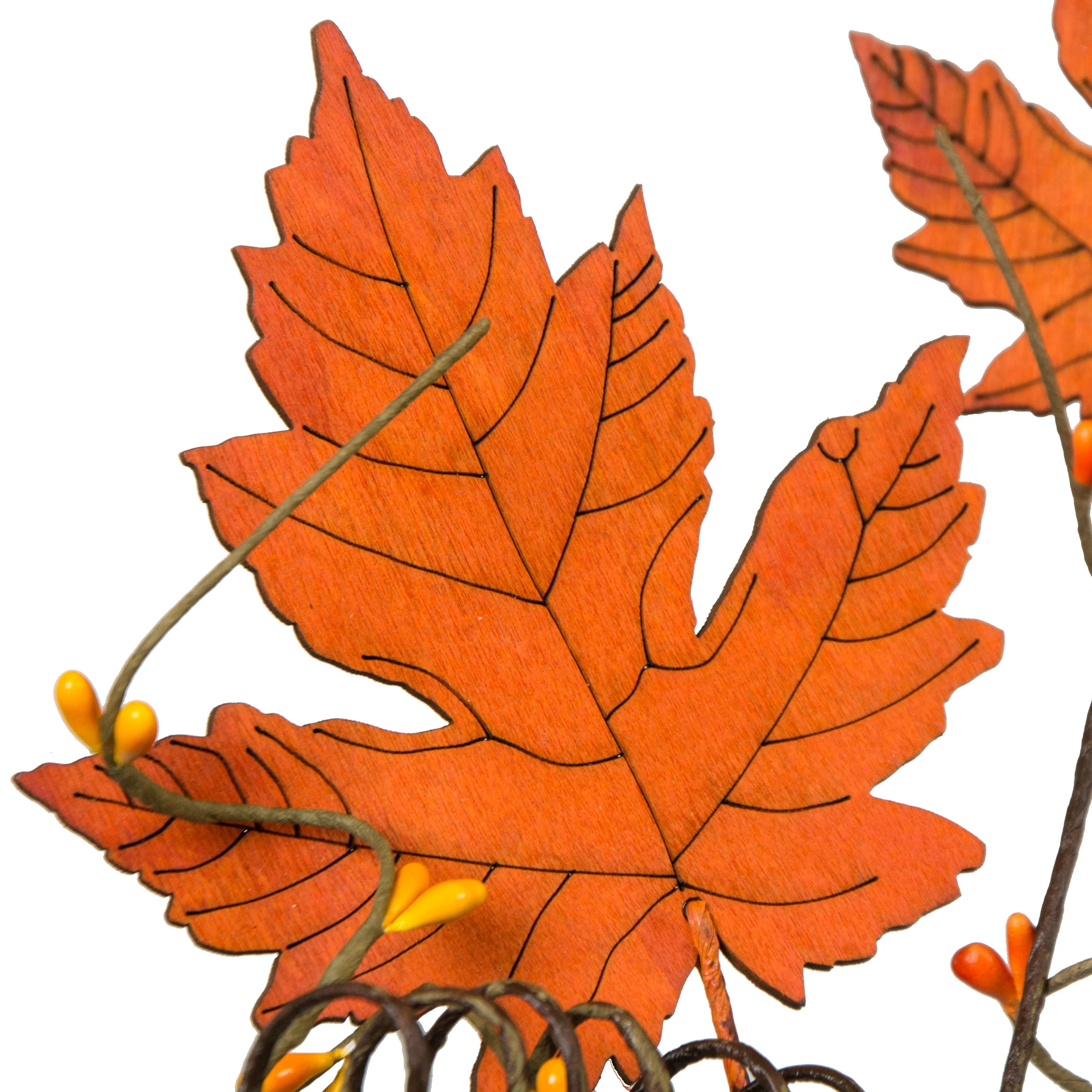 30” Wooden Maple Leaves Spray