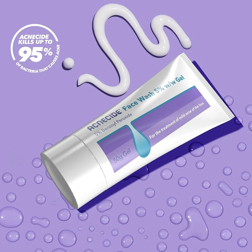 Acnecide   Purifide Face Wash Spot Treatment with 5% Benzoyl Peroxide 50g