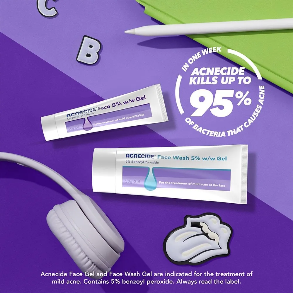 Acnecide   Purifide Face Wash Spot Treatment with 5% Benzoyl Peroxide 50g