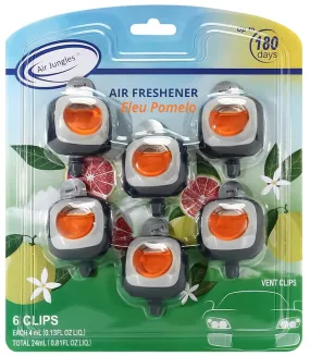 Air Jungles Serene Summer Scent Car Air Freshener Clip, 6 Car Freshener Vent Clips, 4ml Each, Long Lasting Air Freshener for Car, Up to 180 Days Car Refresher Odor Eliminator