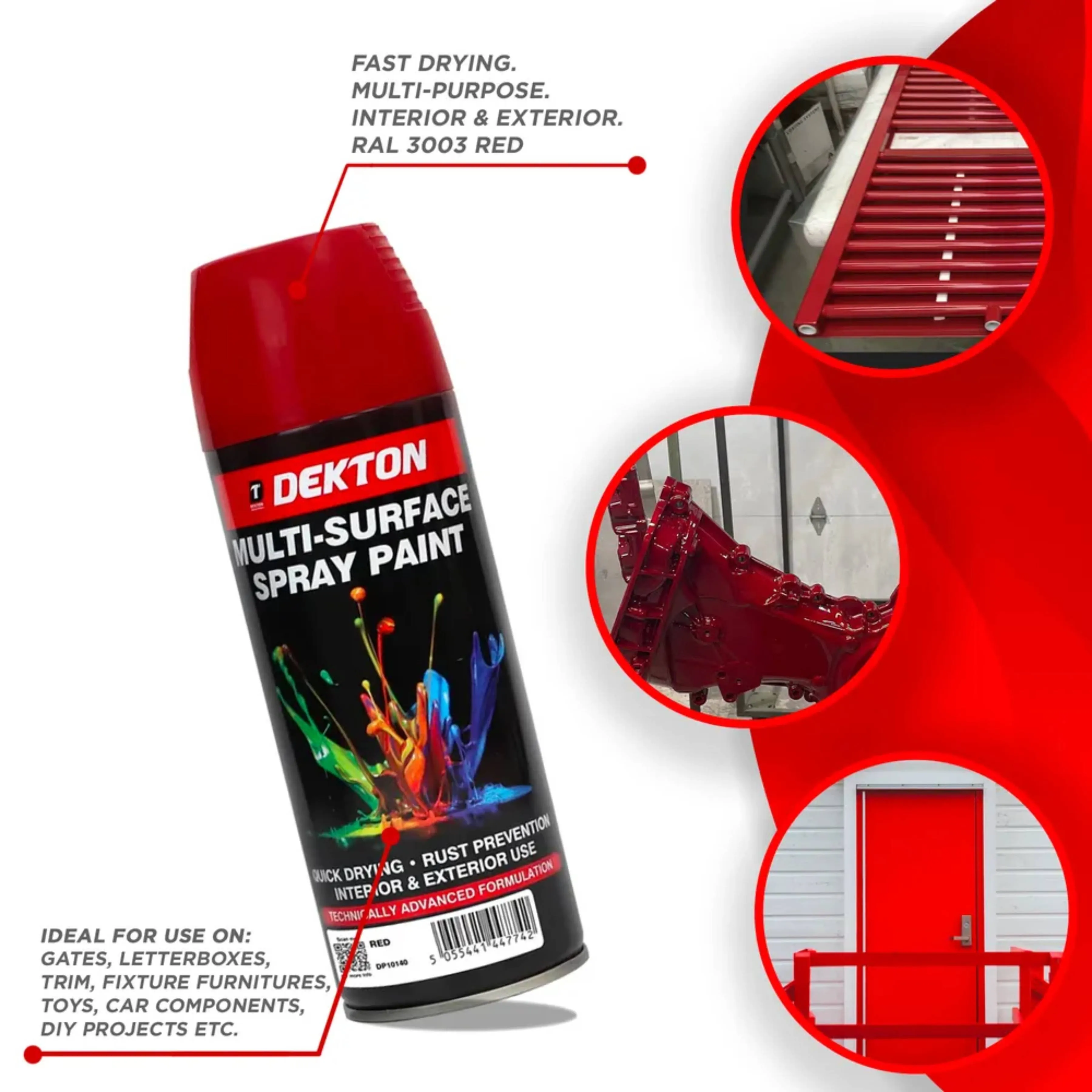 DEKTON 400ml Spray Paint Red