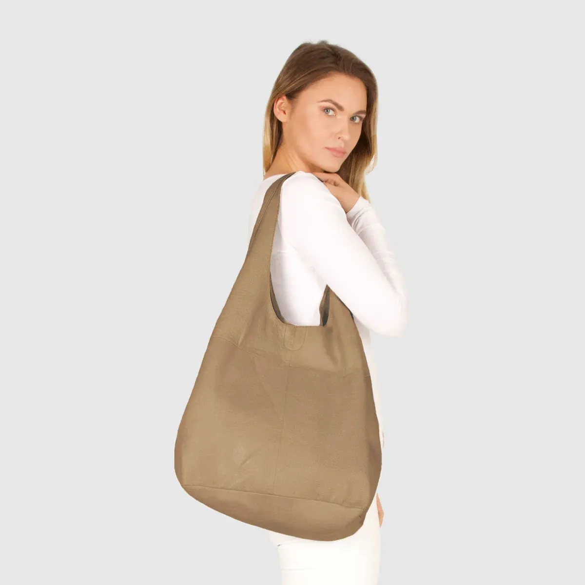 Emerald Leather Tote Blush