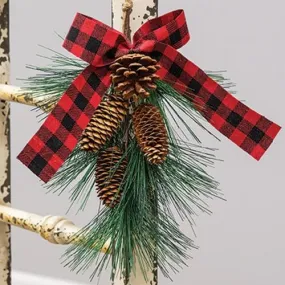 Hanging Pine Spray w/ Buffalo Check Bow