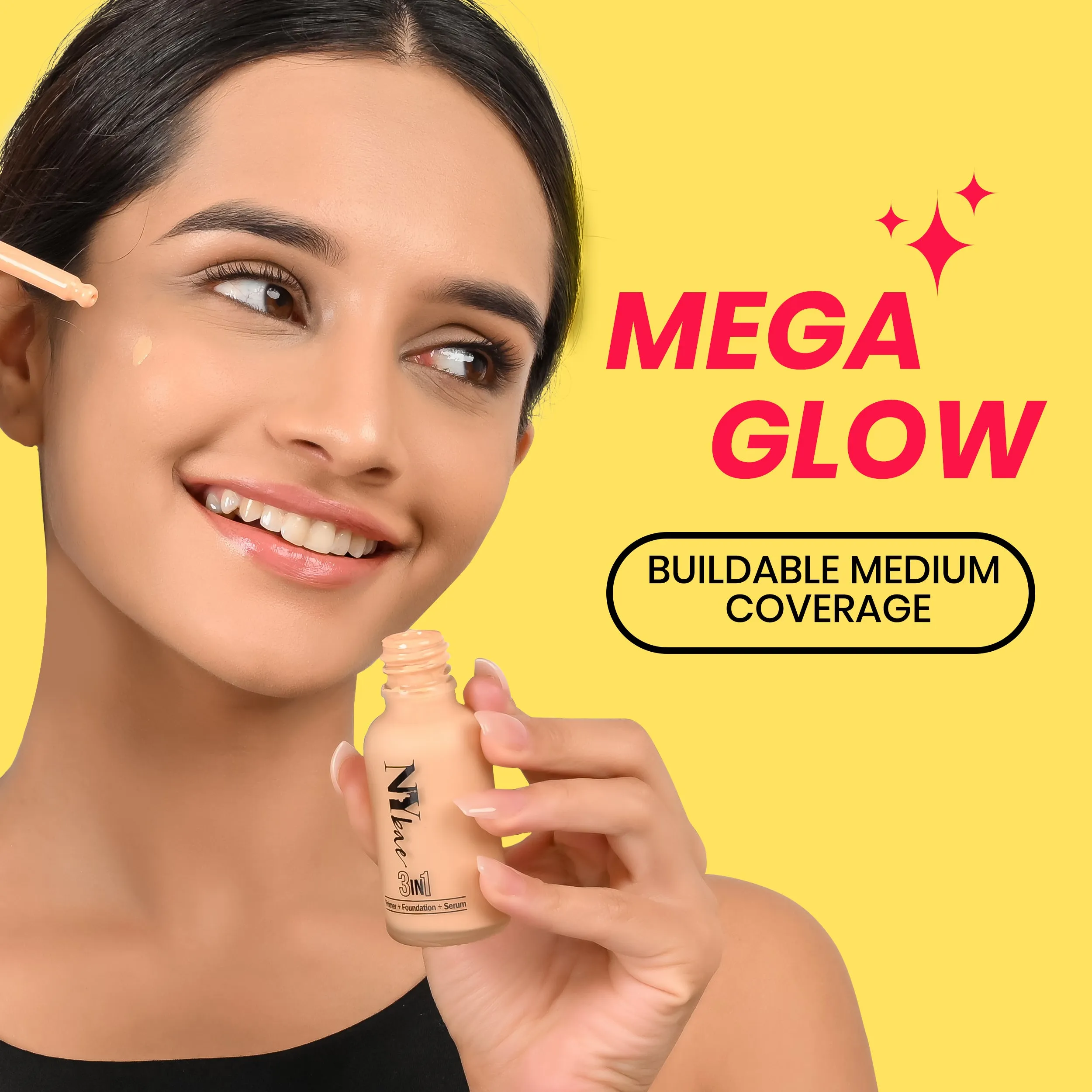 NY Bae 3IN1 Serum Foundation - Warm Milk 09 (30 ml) | Infused with Primer | Moisturising I Glowing Korean Skin I Celeb Glow | Dewy Makeup | Evens Skin Tone | Ultra Glow