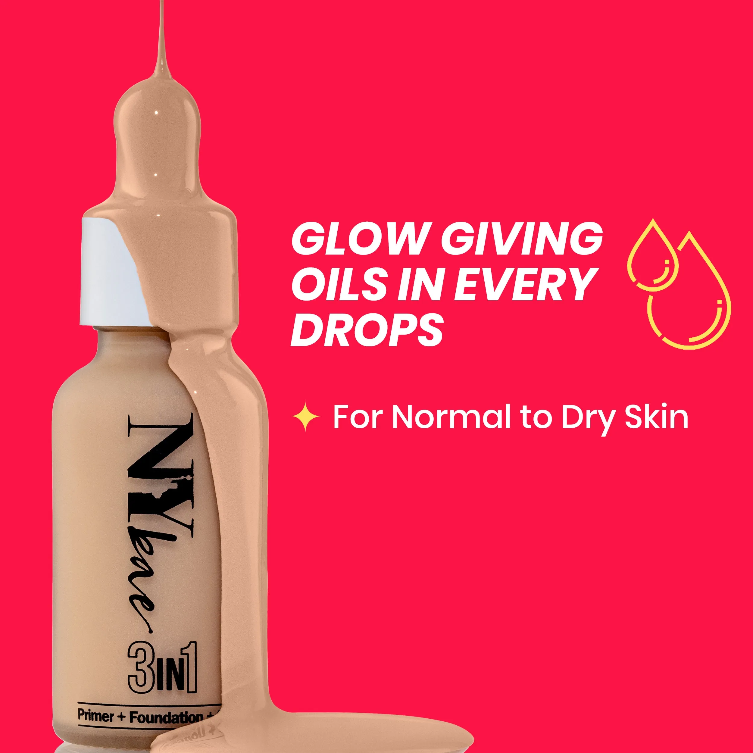 NY Bae 3IN1 Serum Foundation - Warm Milk 09 (30 ml) | Infused with Primer | Moisturising I Glowing Korean Skin I Celeb Glow | Dewy Makeup | Evens Skin Tone | Ultra Glow