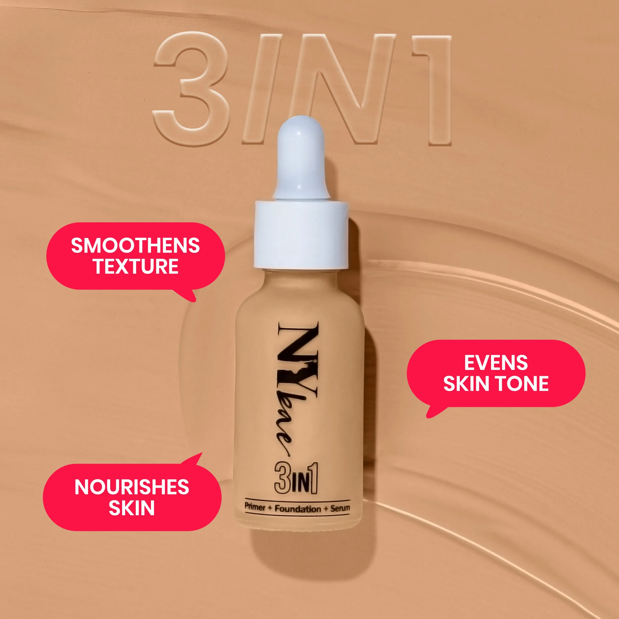 NY Bae 3IN1 Serum Foundation - Warm Milk 09 (30 ml) | Infused with Primer | Moisturising I Glowing Korean Skin I Celeb Glow | Dewy Makeup | Evens Skin Tone | Ultra Glow