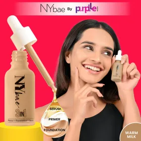 NY Bae 3IN1 Serum Foundation - Warm Milk 09 (30 ml) | Infused with Primer | Moisturising I Glowing Korean Skin I Celeb Glow | Dewy Makeup | Evens Skin Tone | Ultra Glow