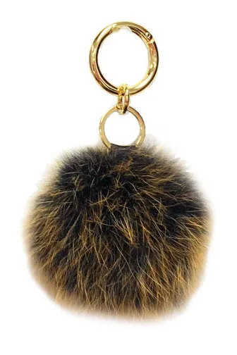 Pom Pom Fox Fur Keychain